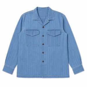 Washed Indigo Recycled Herringbone Attendant Shirt